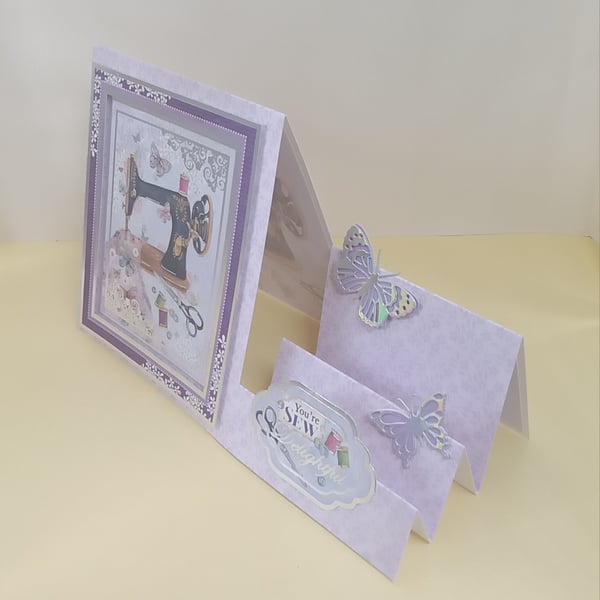 Blank card suitable for Birthday or Mothers Day, Sew Delightful 