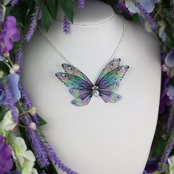 Fairy Wing Necklace - Butterfly Cicada - Holo Rainbow - Fairycore - Gift - Boho