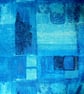 Dramatic Abstract BLUE BARKCLOTH Vintage Fabric Lampshade - Image 3