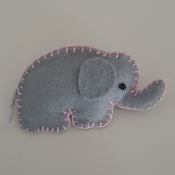 Cute grey elephant felt brooch