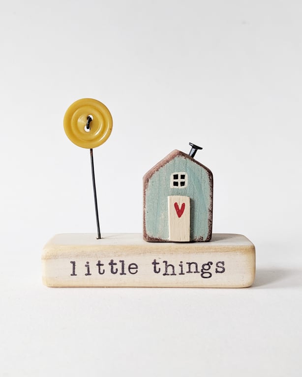 Little Wooden Painted House and Base in a Bag