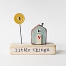 Little Wooden Painted House and Base in a Bag