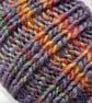 Hand Knitted stripey Merino Headband in Purple  - Image 4