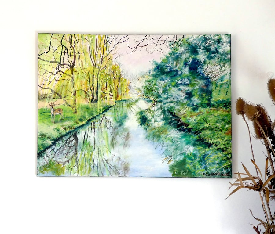 Springtime  River Landscape Original Oil Painting