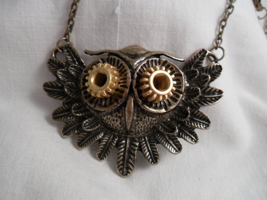 Steampunk  Mechanical Owl Necklace