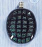 Beautiful dichroic fused glass pendant black peacock feather colours - Image 1