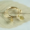 Slim Gold Hoops with Tiny Leaf Dangles 14 ct Gold Fill Hoop Earrings