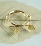 Slim Gold Hoops with Tiny Leaf Dangles 14 ct Gold Fill Hoop Earrings - Image 1