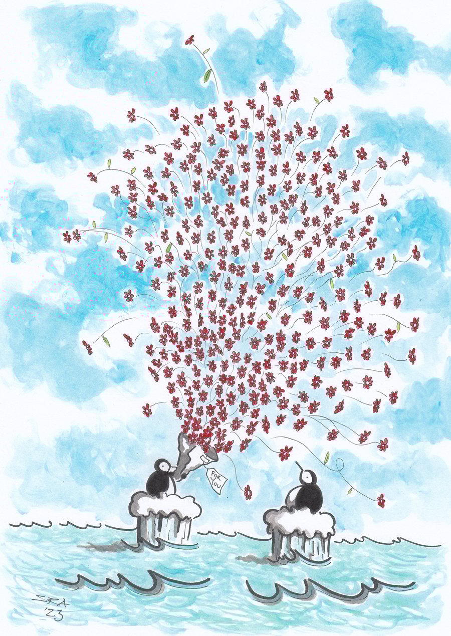 'Penguins of Love' an A4 sized original artwork