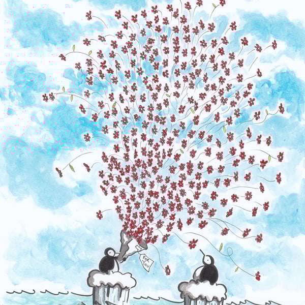 'Penguins of Love' an A4 sized original artwork