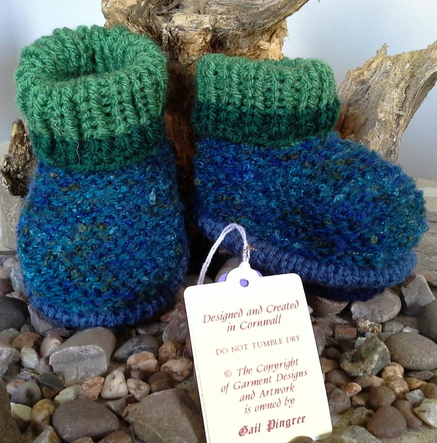 Baby Boys Aran Booties  0-6 months size