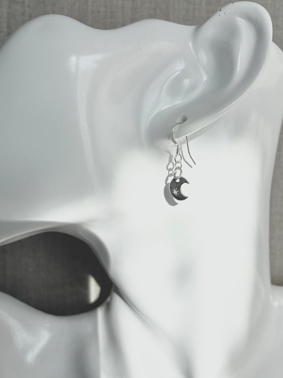 Elegant Crescent Moon Sterling Silver Earrings