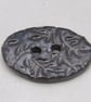 Large Black Ice Sprig Oval Handmade Ceramic Button - Image 1
