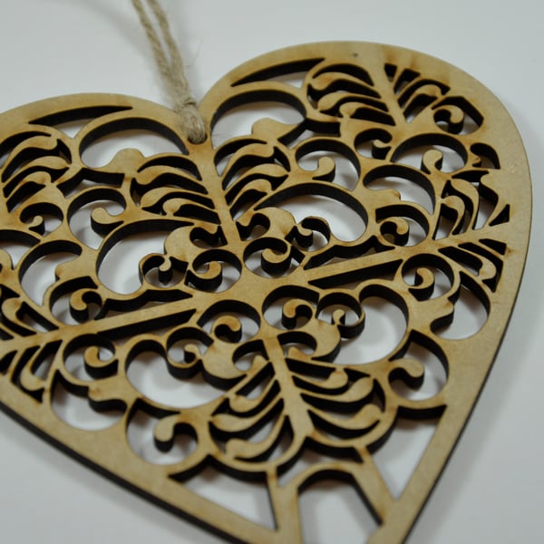 Laser cut wooden heart