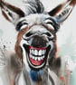 Funny Donkey Watercolour Painting on Paper and Framed - One of a Kind