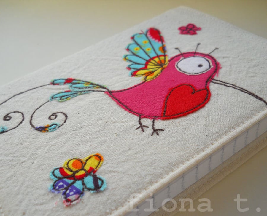 embroidered hummingbird notebook