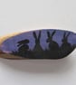 Dolls House Miniature Wooden Plaque Bunny Rabbit Picture Wood Slice - Image 1