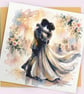 Wedding Card 2 – Expressive Bride & Groom Square Greeting Card