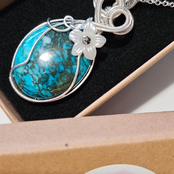 Blooming Blue Turquoise Pendant 