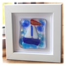 Sailboat Picture in Box Frame Fused Glass Picture 