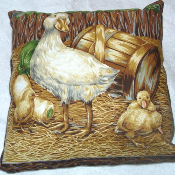 On the farm Duck and ducklings cushion