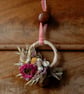 Mini pink dahlia dried flower gift wreath