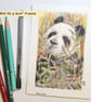 Little panda drawing, letterbox art gift, original drawing - Image 1