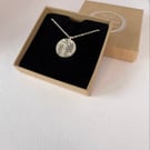 Silver wild flower textured pendant necklace