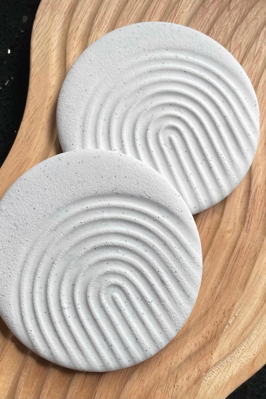 White speckle arch coaster, handmade minimalist homewares