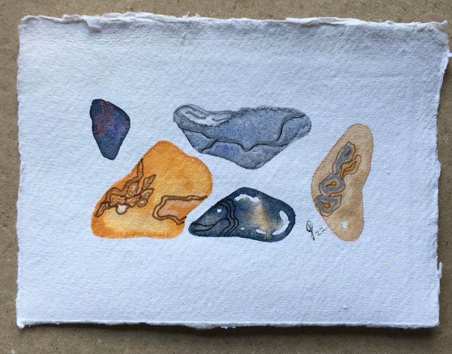 Original Grey  pebbles painting 