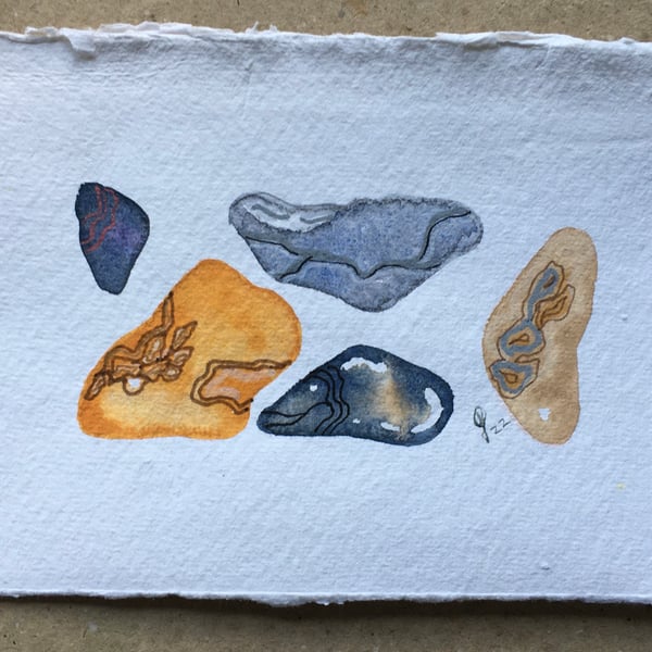 Original Grey  pebbles painting 