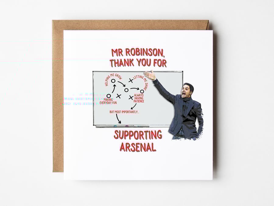 Arsenal Card For Teacher, Thank You Teacher Card, Card For Teacher
