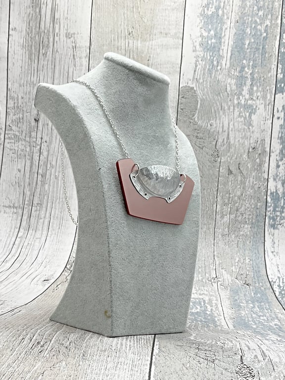 Recycled Aluminium Drink Can Base, Rose Gold Acrylic Shape Necklace Pendant