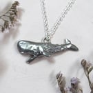 whale necklace. Handmade. 100% recycled pewter. Sperm. Marine. Upcycled. Sculptu