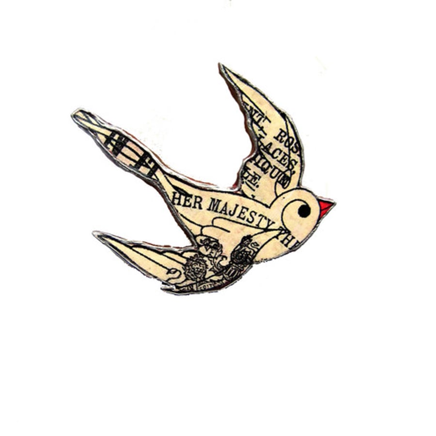 Swallow/Swift Brooch literary vintage by EllyMe... Folksy
