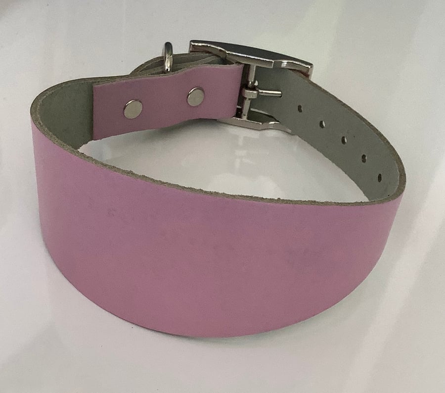 Dusty Pink Leather Greyhound Collar