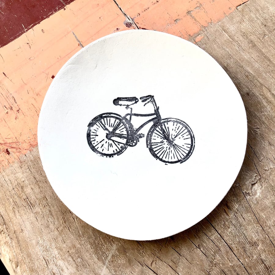 Handmade Bicycle Stamped Clay Ring Dish Decorative Plate Wedding Gift Gift