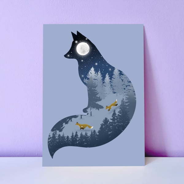 Fox Art Print, Woodland Theme Print, A4 Print
