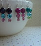 ZIRCON, AQUA, PERIDOT AND STERLING SILVER, VINTAGE STYLE EARRINGS.  1058 - Image 4