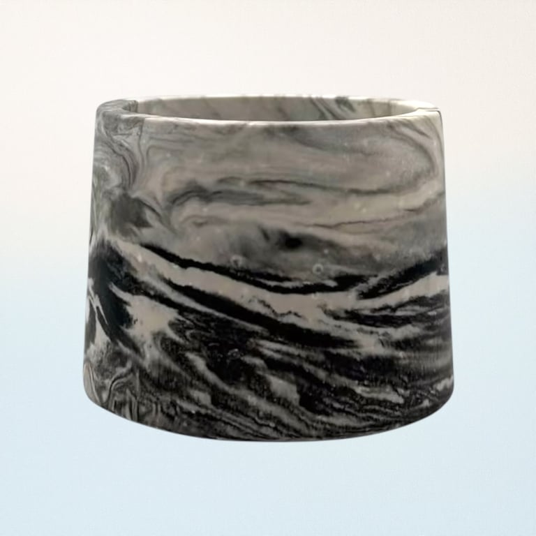 Small White Black and Grey Marbled Small Plant Pot - Mini Succulent Pot SPP2