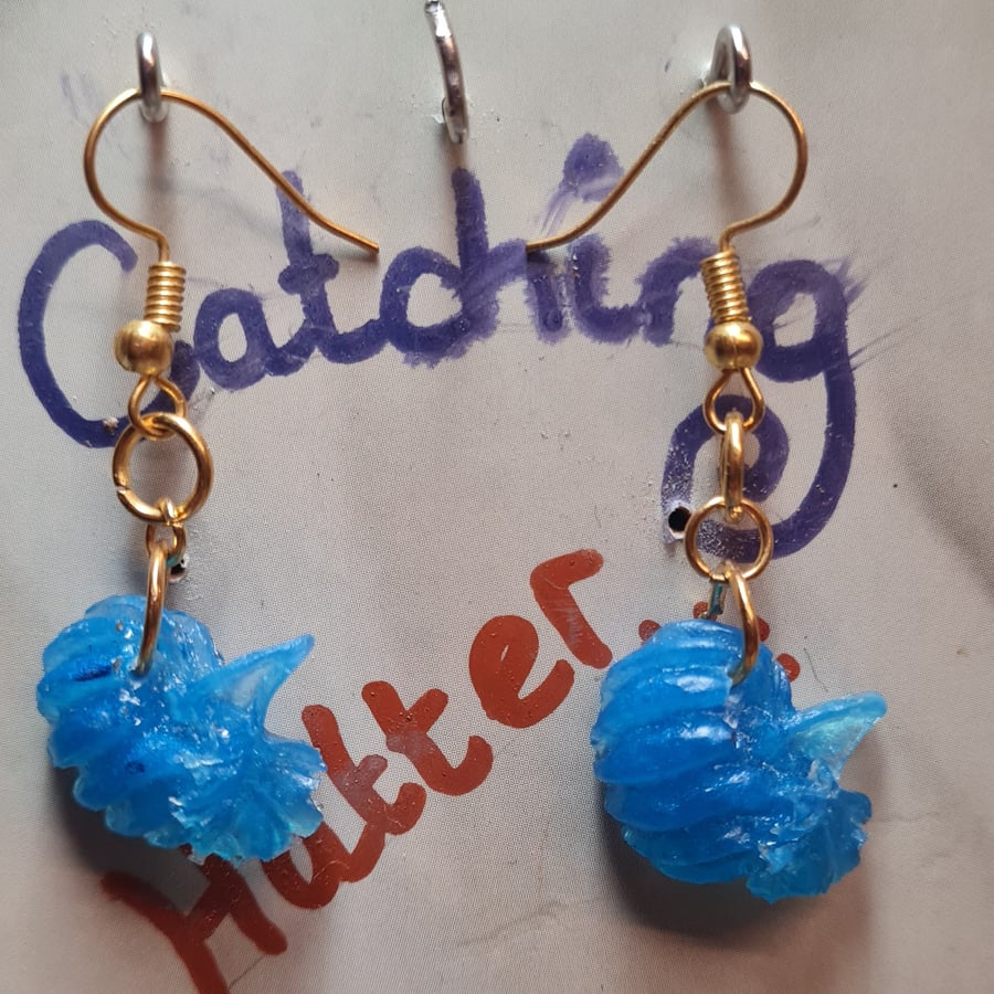 Blue resin pumpkin earrings