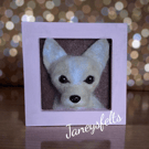 Needle felted dog portrait. 