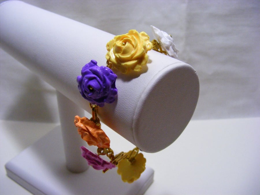 Seconds Sunday Polymer Roses Charm Bracelet