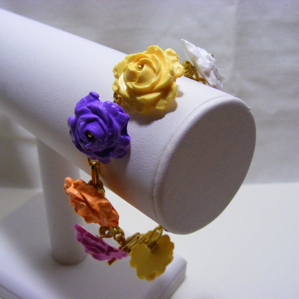 Seconds Sunday Polymer Roses Charm Bracelet