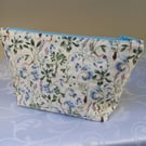 Quilted, Blue Floral Make Up Bag