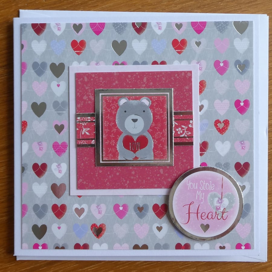 Bear and Hearts Valentines Card - You Stole my Heart