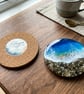 Large 10cm Resin Beach Coaster with Real Pebbles and Cork Backing