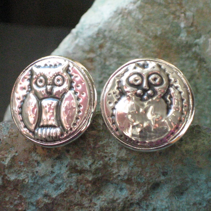  Silver Cufflinks in Pewter, the Owl and the Pussycat