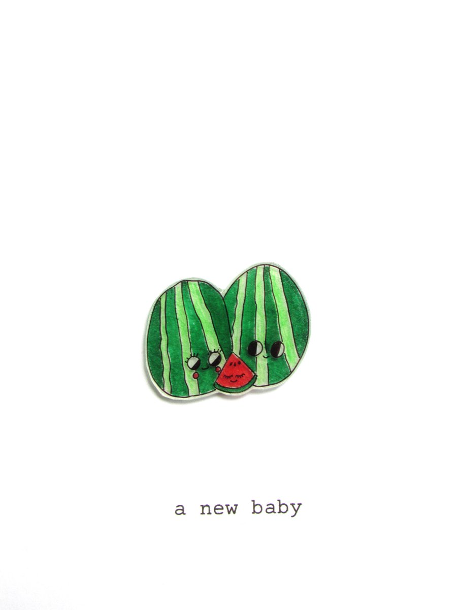 new baby card - watermelons