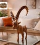 Hand Carved Wooden Ibex Statue Antique Mountain Goat Art Spiral Horns - Image 6